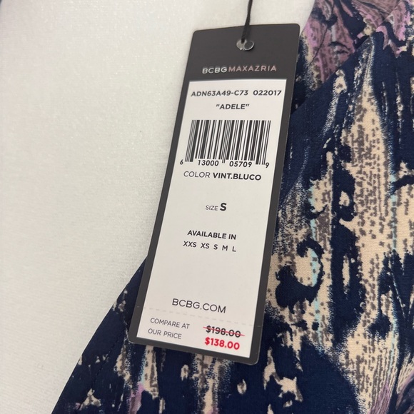 BCBG NWT Adele Wrap Dress - knee length. navy multi. - Picture 5 of 6